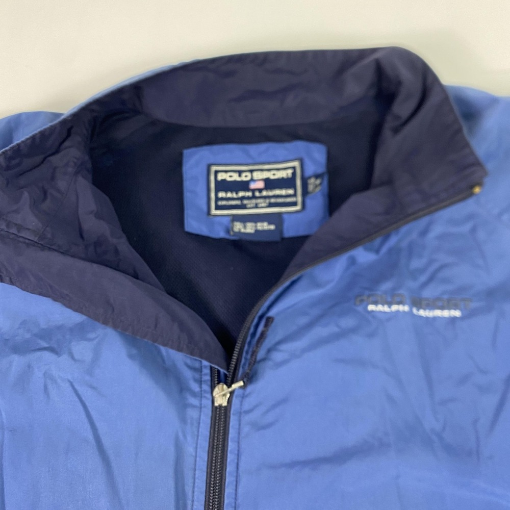 Vintage Polo Ralph Lauren Sport Jacket Mens XL Blue Full Zip Windbreaker